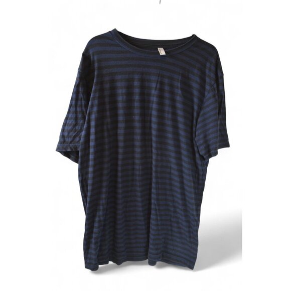 American Apparel Men’s Navy Black Stripe T-Shirt Short Sleeve 2XL - Picture 1 of 3